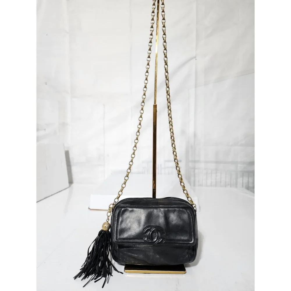 Chanel Lambskin Vintage Mini Fringe Camera Bag Black - Picture 5 of 15